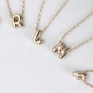 Gold Mini Bubble Initial Necklace